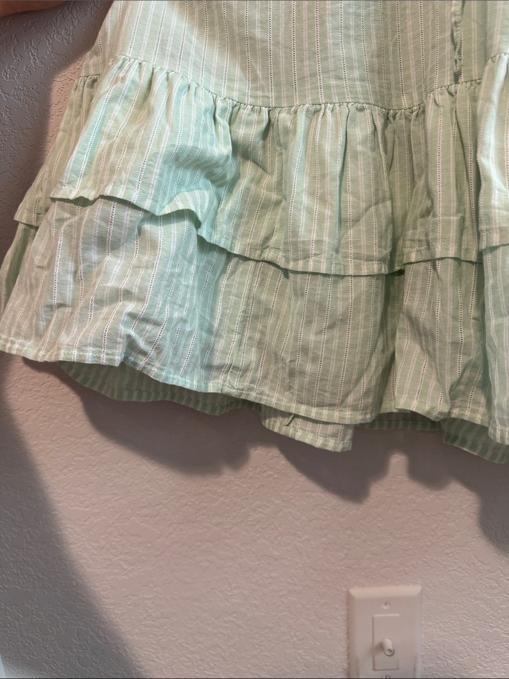 Green Striped Ruffle Dress - Picture 3 of 7